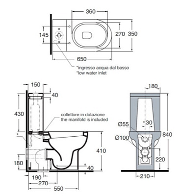 Бачок для унитаза Azzurra Nuvola NUV400/MBL
