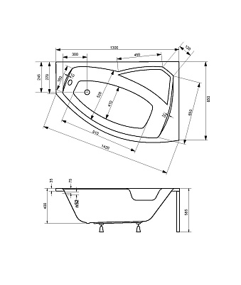 Акриловая ванна BESCO Rima 130 P