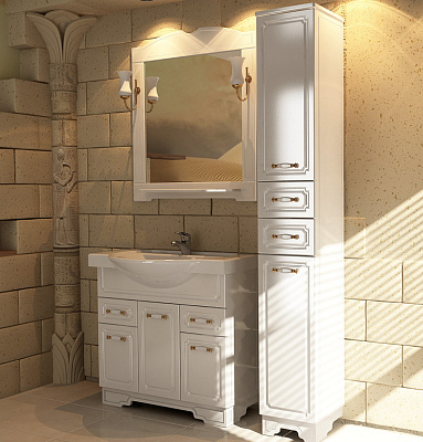 Тумба с раковиной ASB-Mebel Астра нсв декор 85 белая