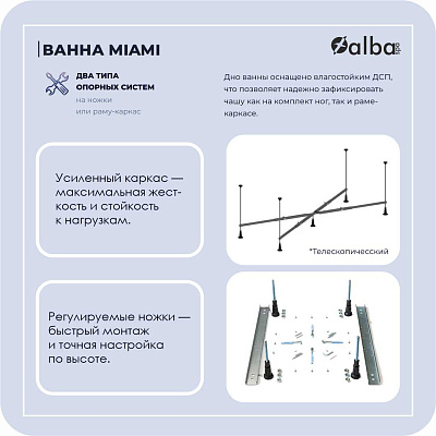 Акриловая ванна Alba Spa Miami 170х75 ВПР0250300100