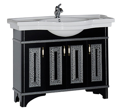 Тумба с раковиной Aquanet Валенса 110 черный краколет/серебро