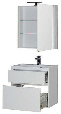 Тумба с раковиной Aquanet Латина 70 2 ящика белая