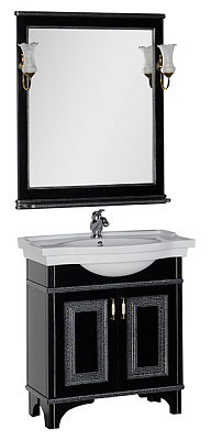 Мебель для ванной Aquanet Валенса 80 черный краколет/серебро