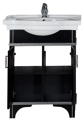 Тумба с раковиной Aquanet Валенса 70 черный краколет/серебро