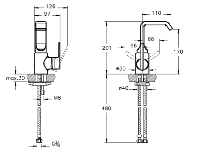 Смеситель для раковины VitrA Suit U A42467EXP