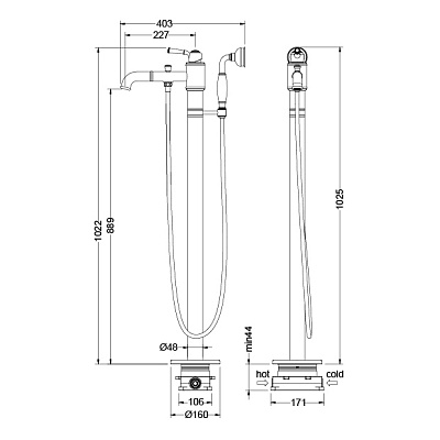 Смеситель напольный для ванны с душем Timo Arisa 5300/00Y-CR хром