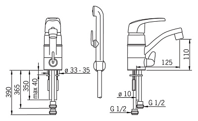 Смеситель Oras Safira 1014 для кухни с гигиеническим душем