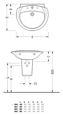 Раковина Serel Orchidee 6841 с полупьедесталом