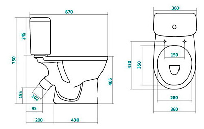 Унитаз-компакт Santek Бореаль WH111535 (433210) тарельчатый