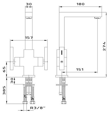 Смеситель E.C.A. Elegant 102108579 для кухонной мойки