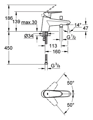 Смеситель Grohe Eurodisc Cosmopolitan 33192002 для ванны с душем