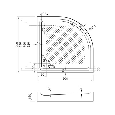 Поддон для душа Lavinia Boho Rock 90x90 3707290S с сифоном