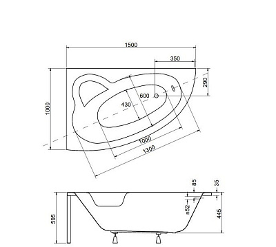 Акриловая ванна BESCO Natalia 150 L