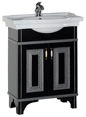 Тумба с раковиной Aquanet Валенса 70 черный краколет/серебро