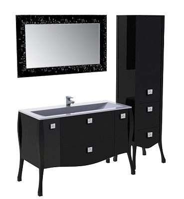 Шкаф-пенал Aquanet Мадонна черный с кристаллами Swarovski