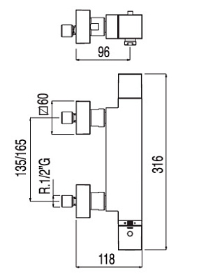Термостат Tres Cuadro-tres 107174 для ванны с душем