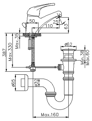 Смеситель E.C.A. Mix S 102108332 для раковины