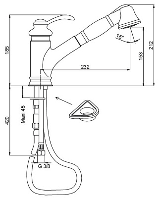 Смеситель Jacob Delafon Fairfax E76091-CP для кухонной мойки