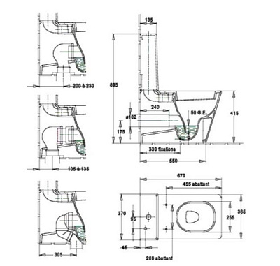 Чаша для унитаза-компакта Jacob Delafon Reve 5033K