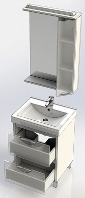 Тумба с раковиной Aquanet Гретта 60  2 ящика белая
