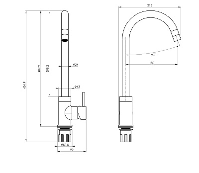 Смеситель для кухни WONZON & WOGHAND, Хром WW-A21102-CR