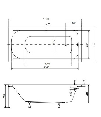 Акриловая ванна BESCO Continea 150