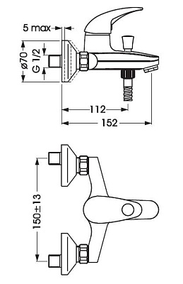 Смеситель Vidima Орион BA004AA для ванны с душем