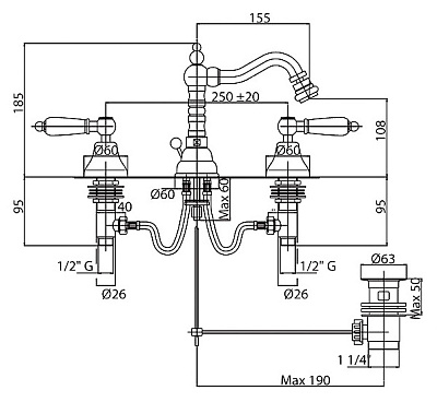 Смеситель Cezares First FIRST-BBS2-03/24-Bi для биде