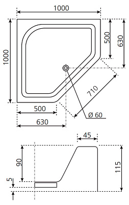 Поддон для душа Novellini Victory P 100x100 см