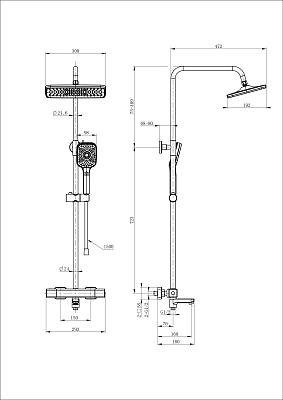 Душевая система с термостатом WONZON & WOGHAND STAY 2, Белый матовый WW-B3016-T1-MW