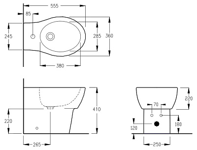 Биде напольное Hatria Nido пристенное