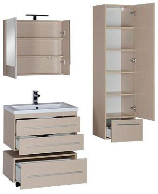 Тумба Aquanet Нота 75 подкатная светлый дуб