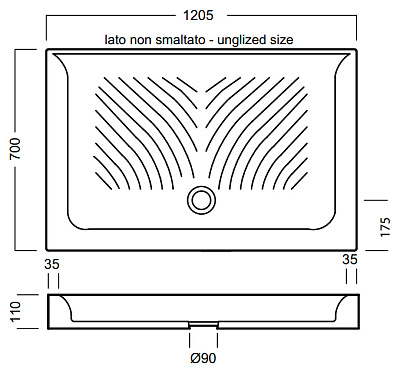 Поддон для душа Hatria Drop Y0QC 120x70