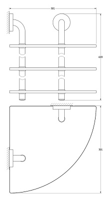 Полка Ellux Elegance ELE 055 3-х ярусная угловая, 30 см