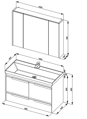 Тумба с раковиной Aquanet Тиволи 100 бордо