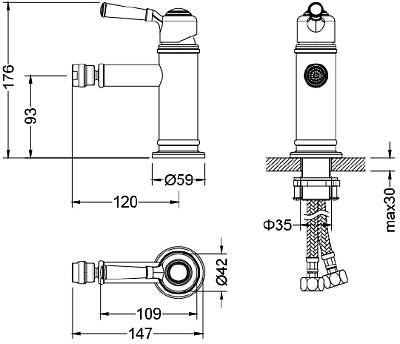Смеситель для биде Timo Arisa 5312/02F антик