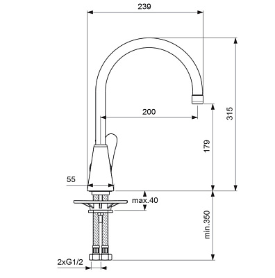 Смеситель Vidima Orion BA365AA для кухонной мойки