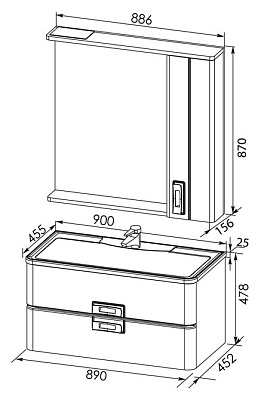 Мебель для ванной Aquanet Паллада 90 слоновая кость