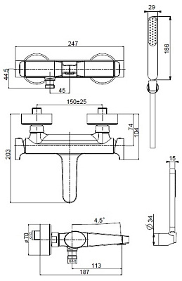 Смеситель Fima Carlo Frattini Zeta F3934CR для ванны с душем