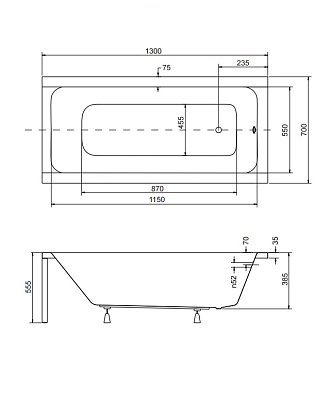 Акриловая ванна BESCO Modern 130