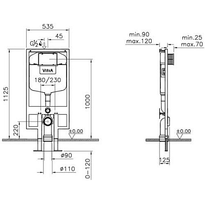 Инсталляция для подвесного унитаза VitrA Slim 748-5800-01