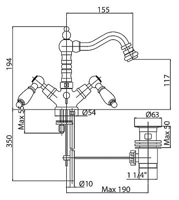 Смеситель Cezares Diamond DIAMOND-BS2-02-Sw для биде