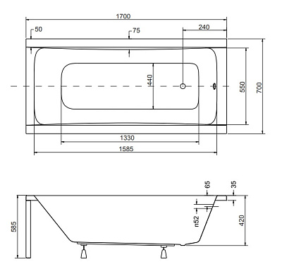 Акриловая ванна BESCO Optima 170