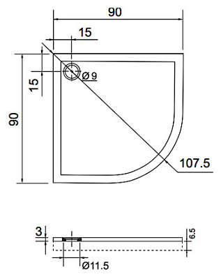 Поддон для душа Aquanet Alfa 90x90