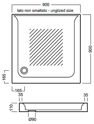 Поддон для душа Hatria Drop Y0NQ 90x90