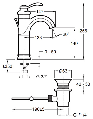 Смеситель Jacob Delafon Fairfax E72091-CP для раковины
