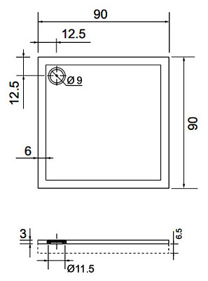 Поддон для душа Aquanet Gamma Cube 90x90