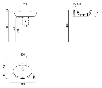 Раковина GSI Panorama 663211 65 см