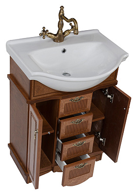 Тумба с раковиной Aquanet Луис 60 NEW темный орех