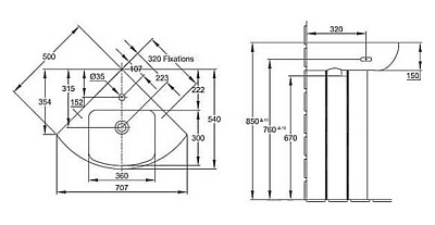 Раковина Jacob Delafon Odeon Up E4710 угловая